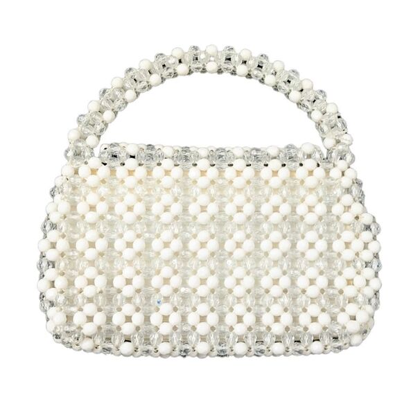 VINTAGE Clear Beaded Fringe Flap Handbag - Picture 4 of 7